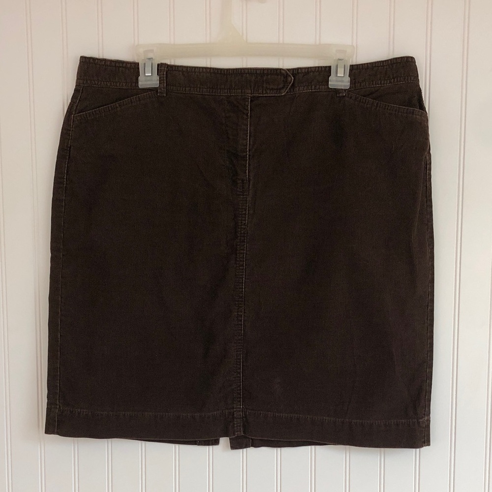 LOFT Espresso Brown Corduroy Midi Skirt